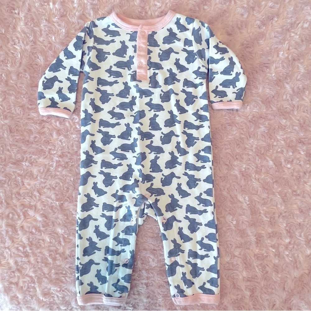 Yoga Sprout Bunny Print Open-Foot Pajama